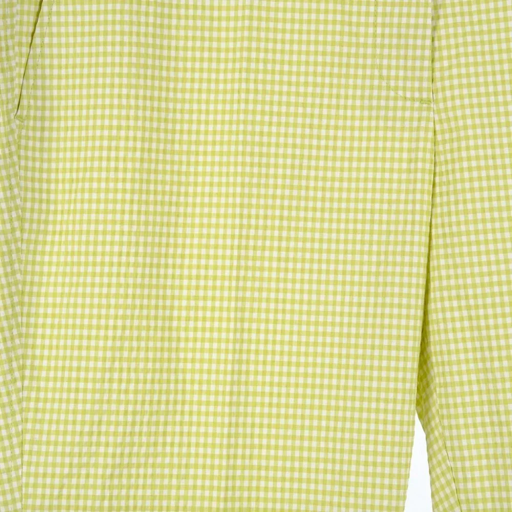 Luisa Cerano Lime Checkered Seersucker Crop Pants Size 12 - Picture 3 of 7